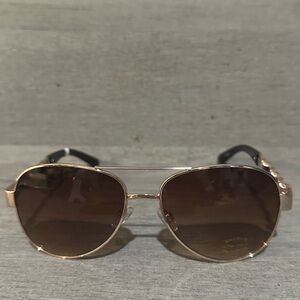Francesca's Collections Gold and Brown Aviator Sunglasses